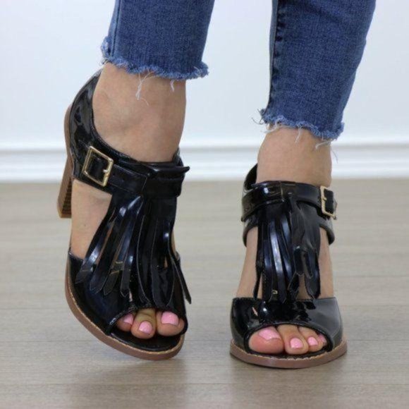 Patent Rockabilly Oxford High Heels With Tassel - Picture 7 of 7